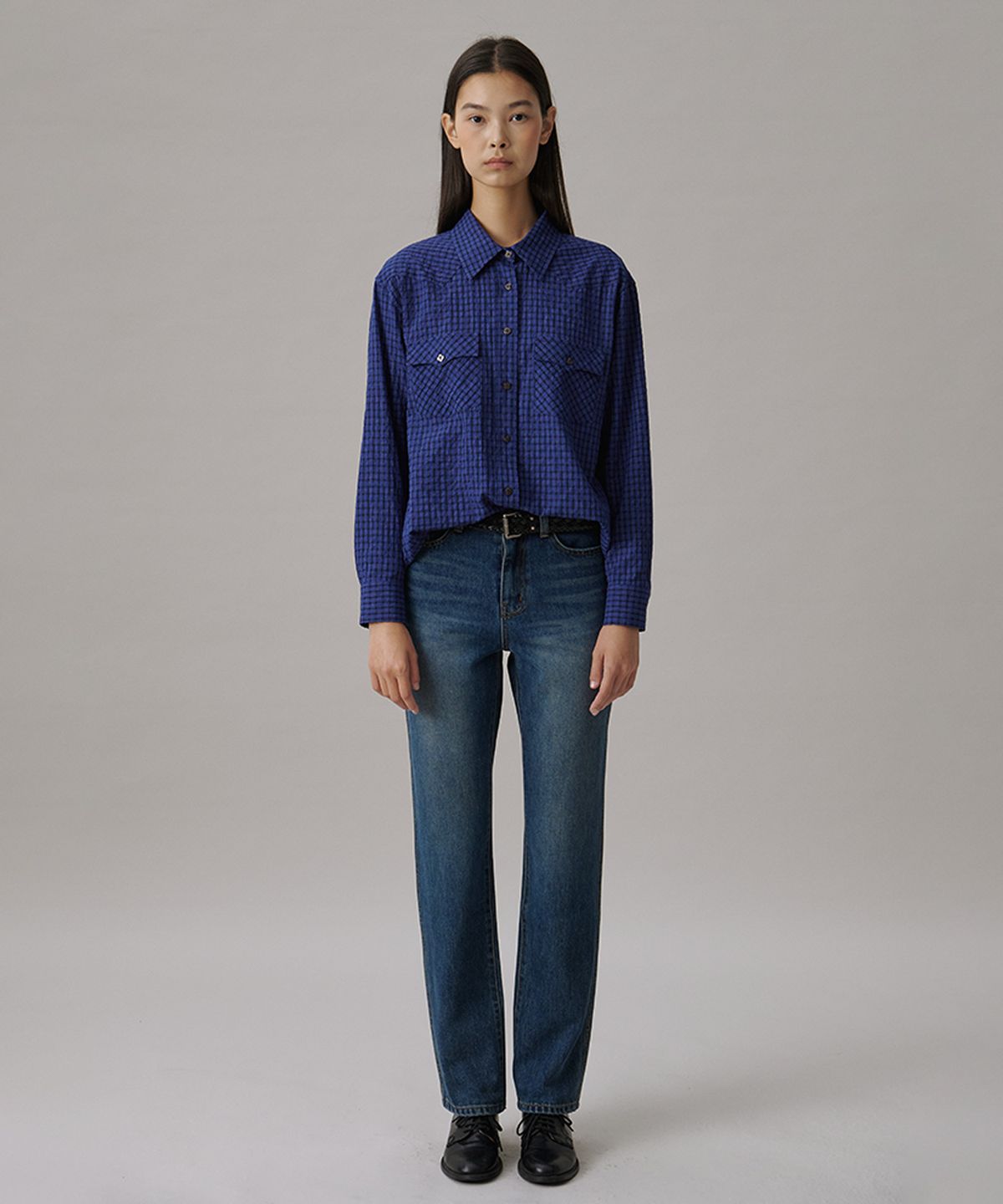 튜드먼트(TTUDEMENT) SLIM STRAIGHT DENIM PANTS_DEEP BLUE