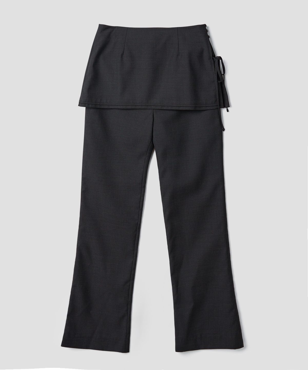 튜드먼트(TTUDEMENT) SLIM-FIT LAYERED SKIRT PANTS_CHARCOAL