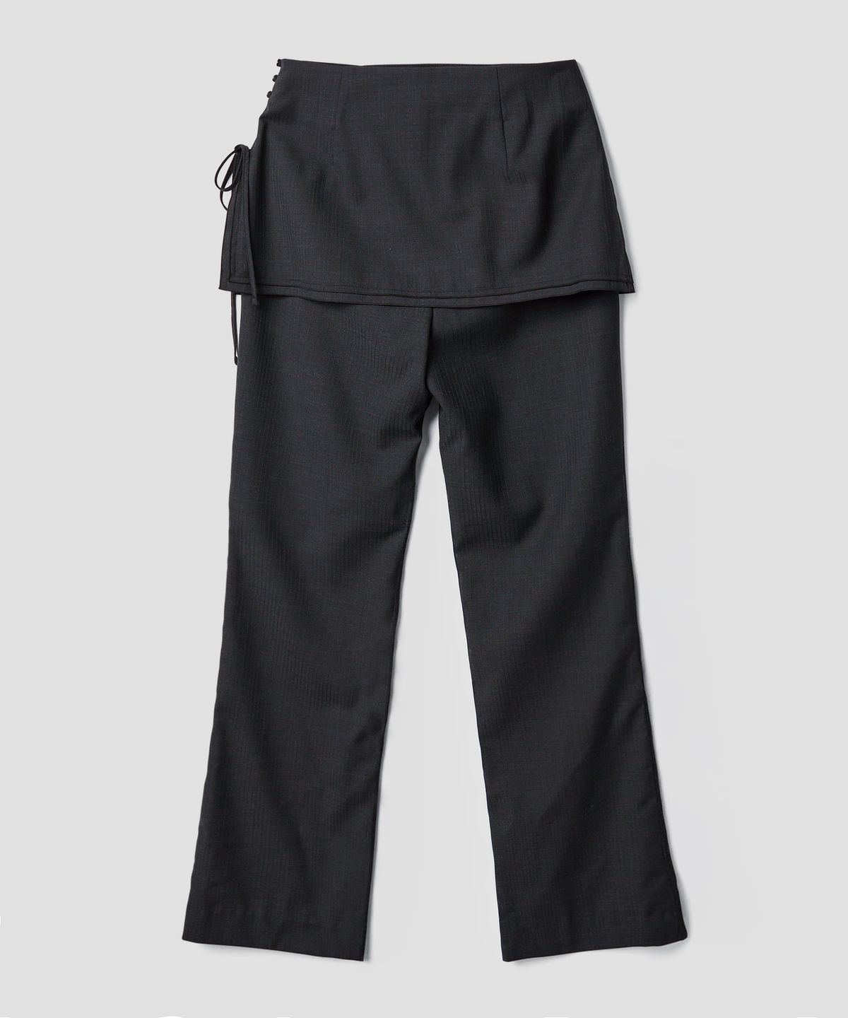 튜드먼트(TTUDEMENT) SLIM-FIT LAYERED SKIRT PANTS_CHARCOAL