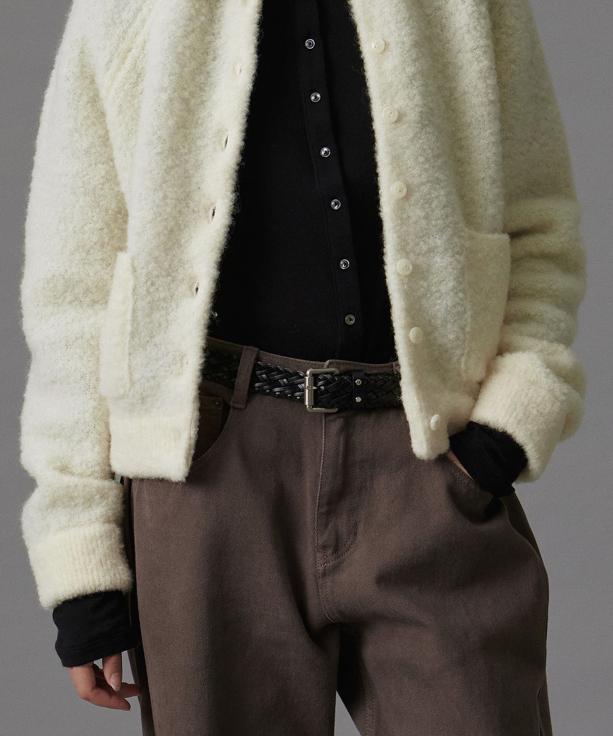 튜드먼트(TTUDEMENT) VINTAGE WEAVING BELT BLACK