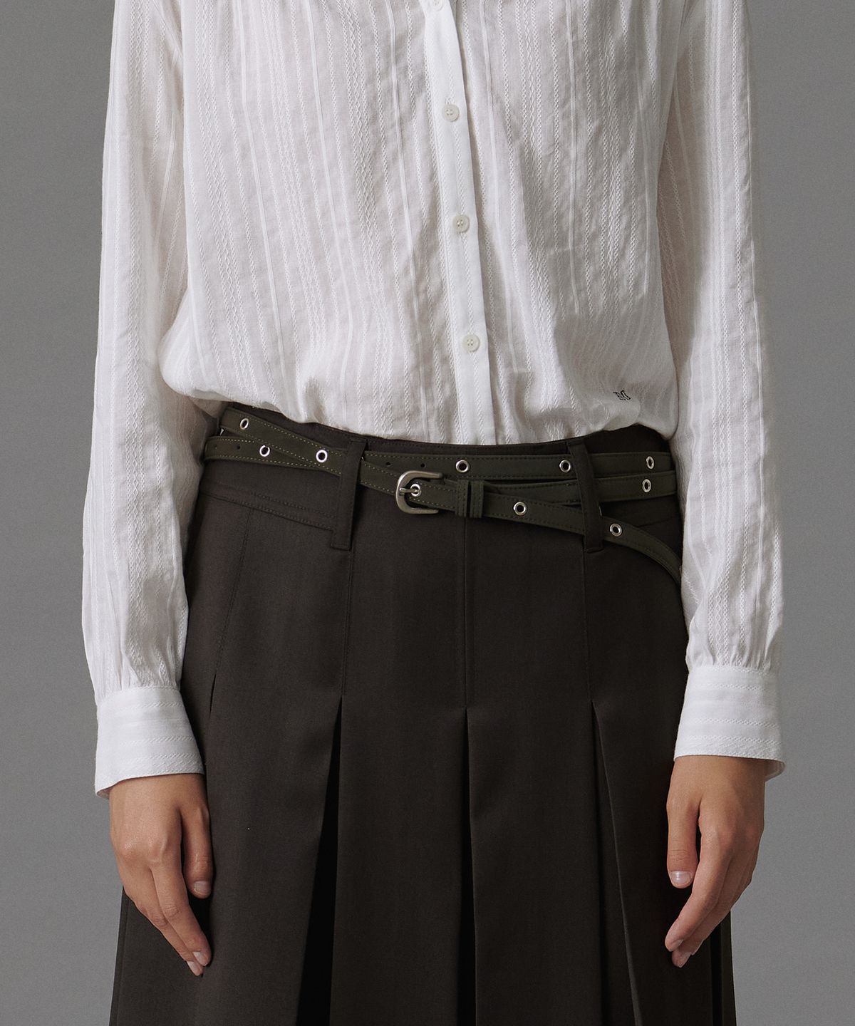 튜드먼트(TTUDEMENT) EYELET LONG BELT KHAKI