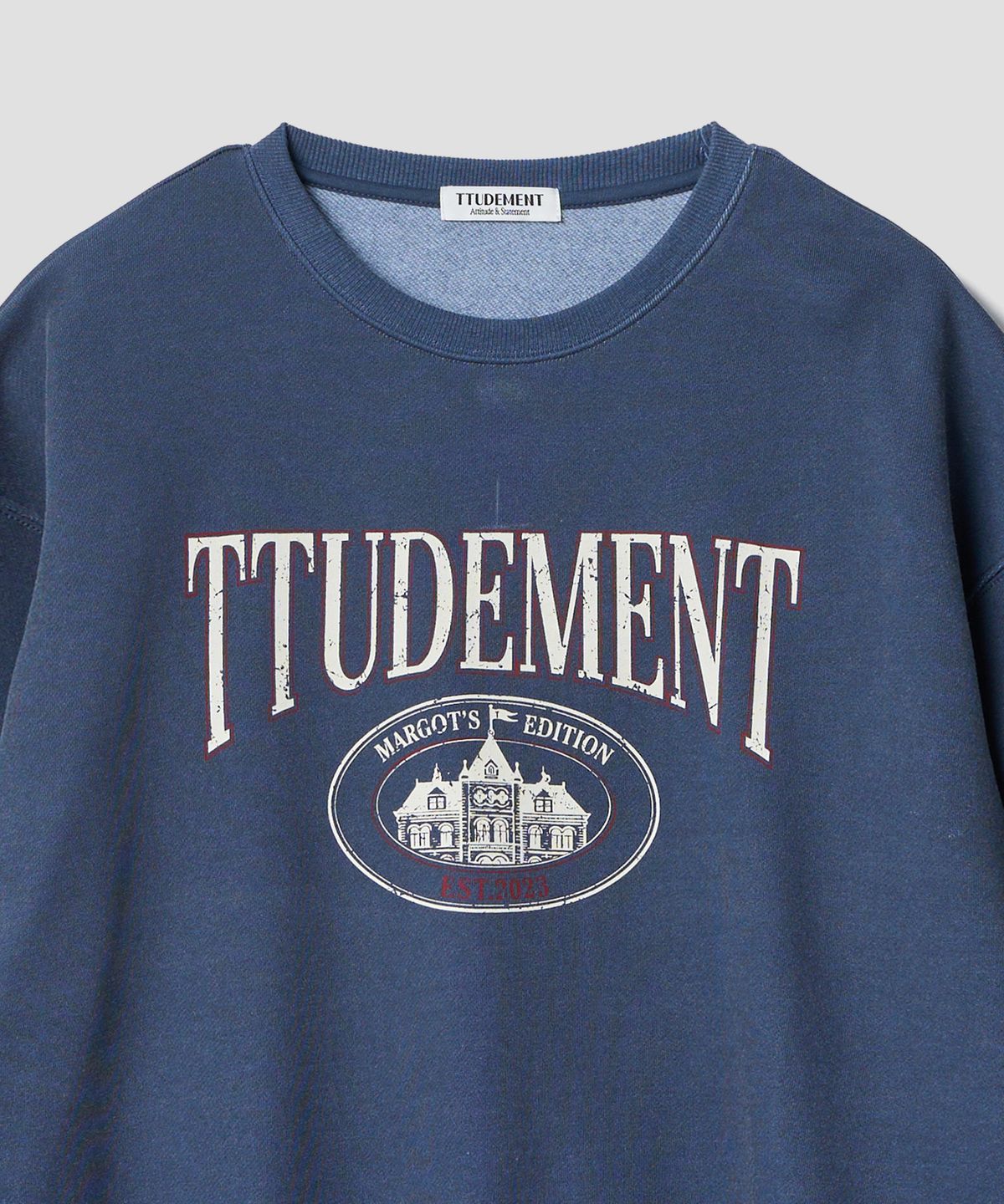 튜드먼트(TTUDEMENT) VINTAGE OVERFIT GRAPHIC SWEATSHIRT_NAVY