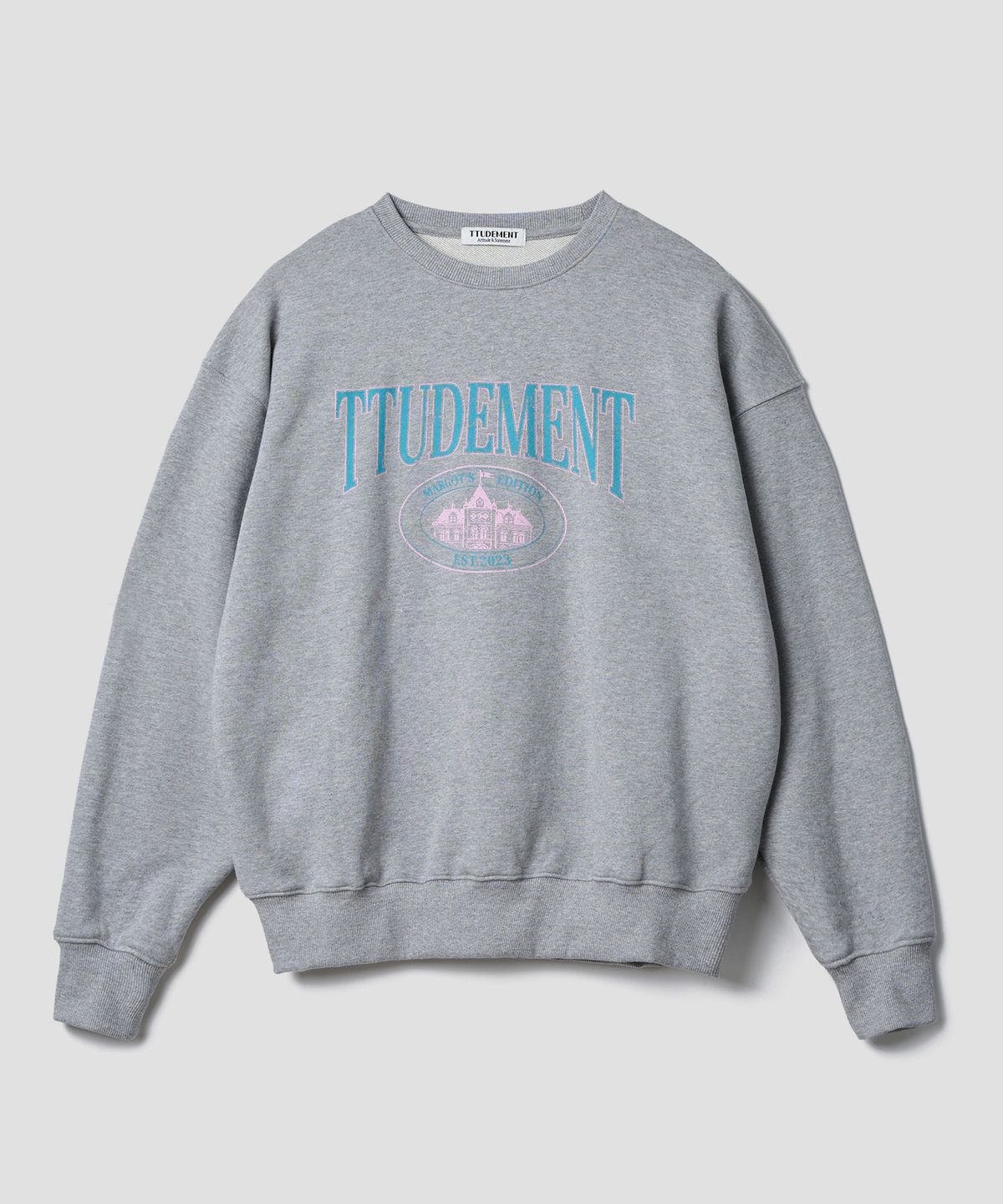 튜드먼트(TTUDEMENT) VINTAGE OVERFIT GRAPHIC SWEATSHIRT_MELANGE GREY