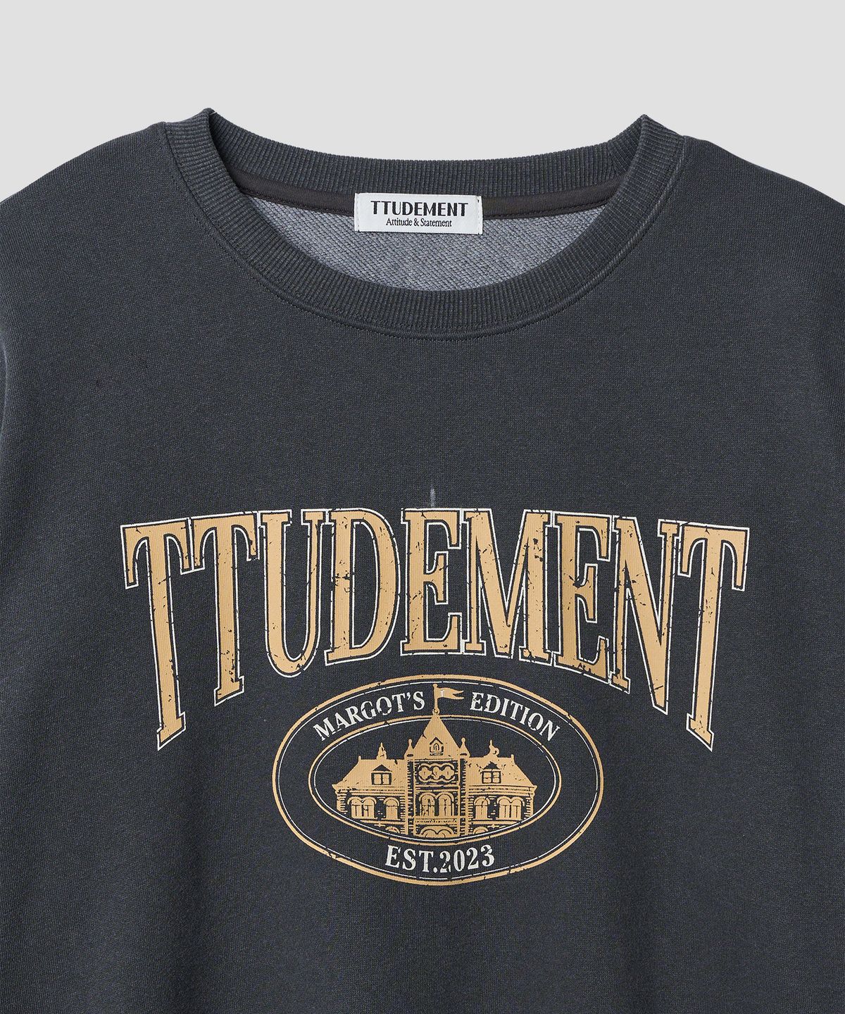 튜드먼트(TTUDEMENT) VINTAGE OVERFIT GRAPHIC SWEATSHIRT_CHARCOAL