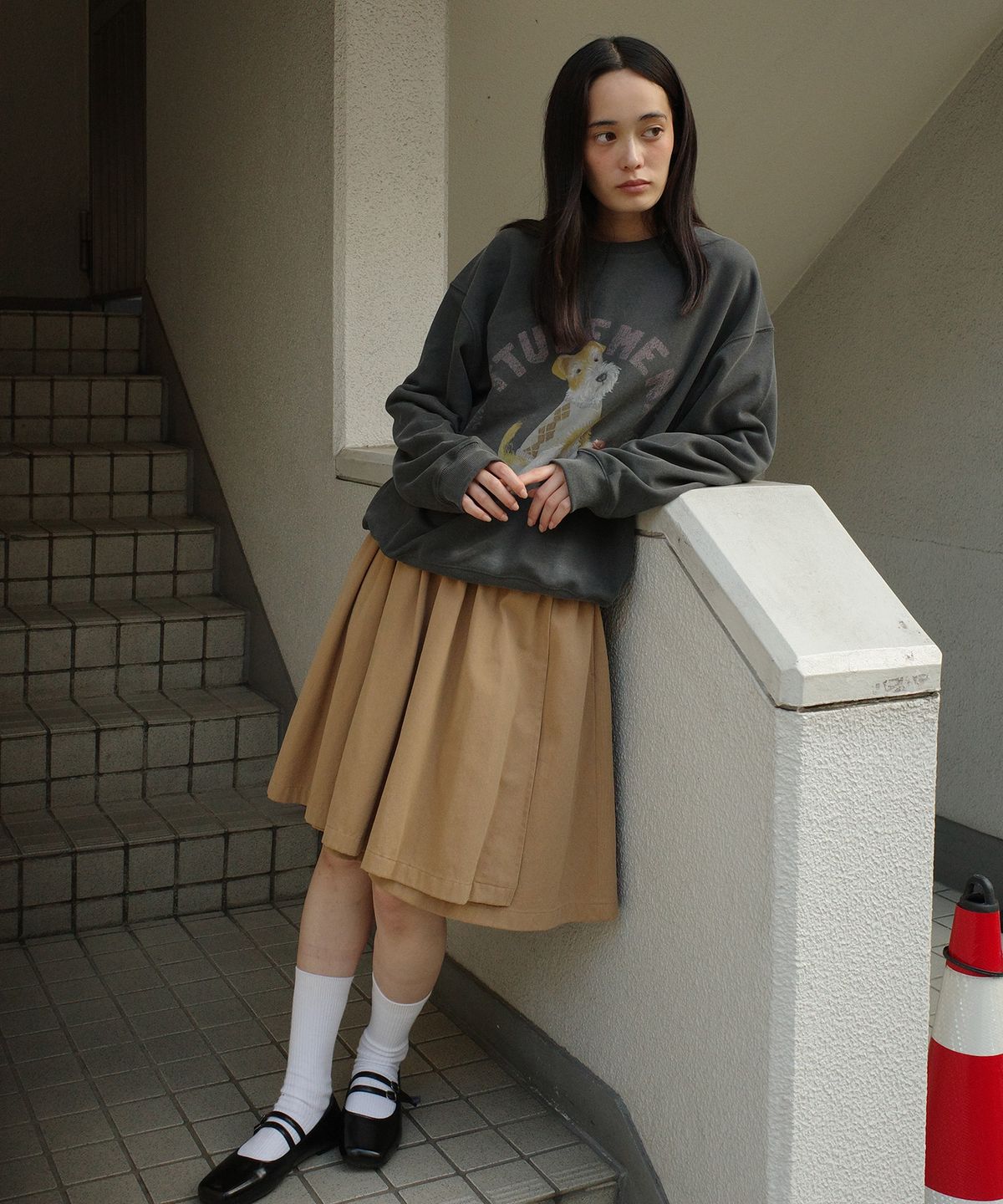 튜드먼트(TTUDEMENT) A-LINE FLARED WRAP SKIRT_BEIGE