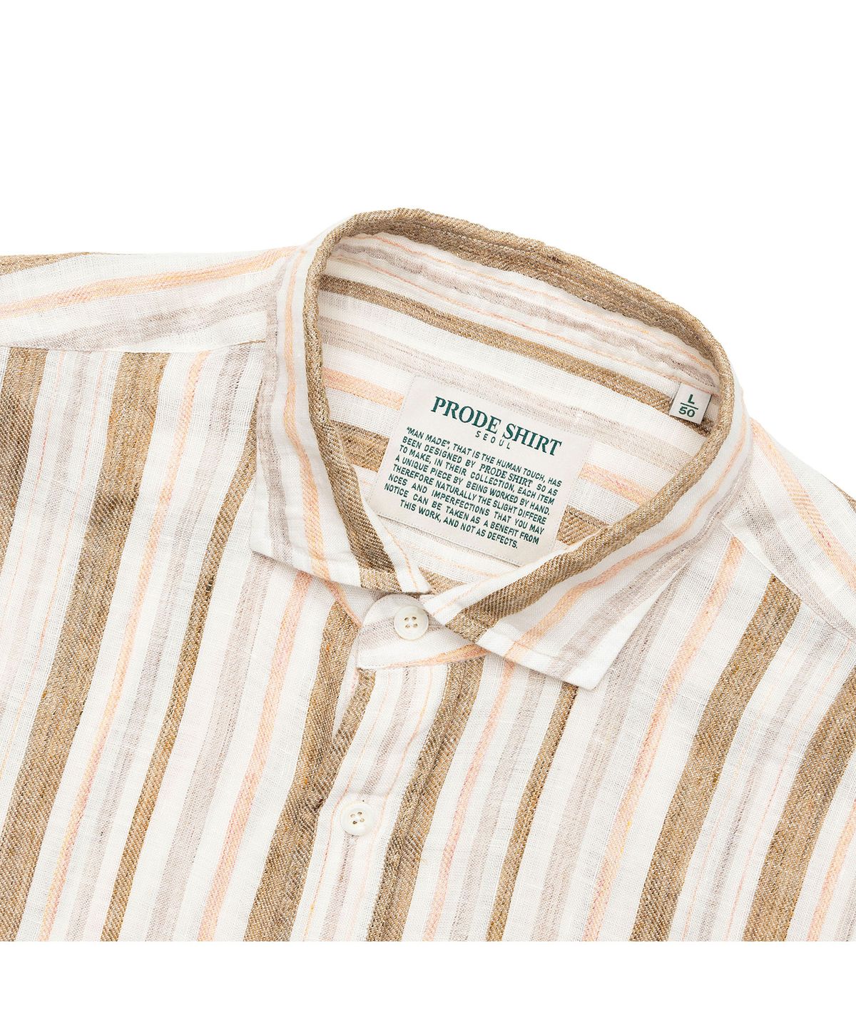 프로드셔츠(PRODESHIRT) 몰타 스트라이프 린넨 셔츠 (브라운)