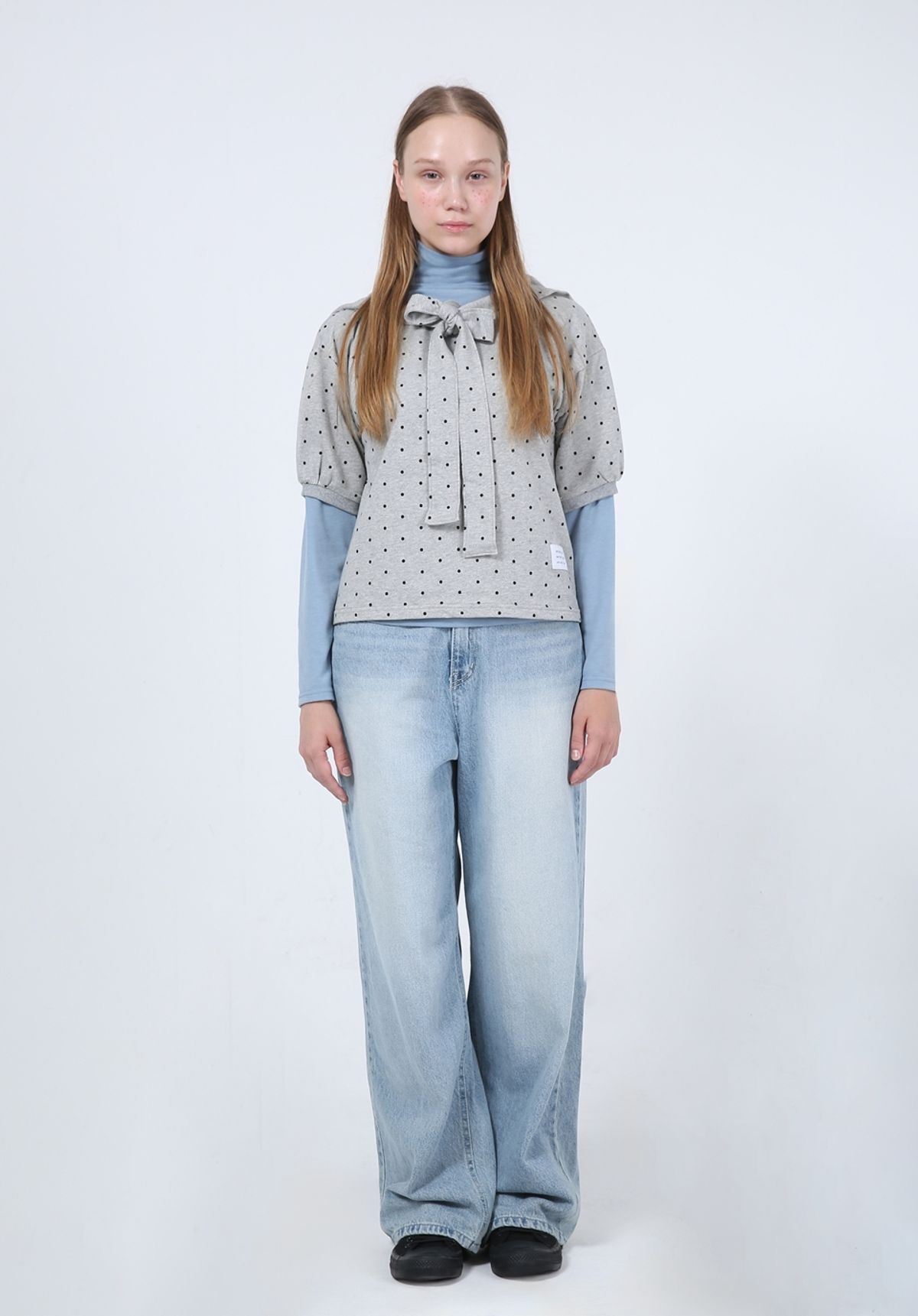 언어더컬러(ANOTHER COLOR) Dot Layered Hoodie ( GREY )