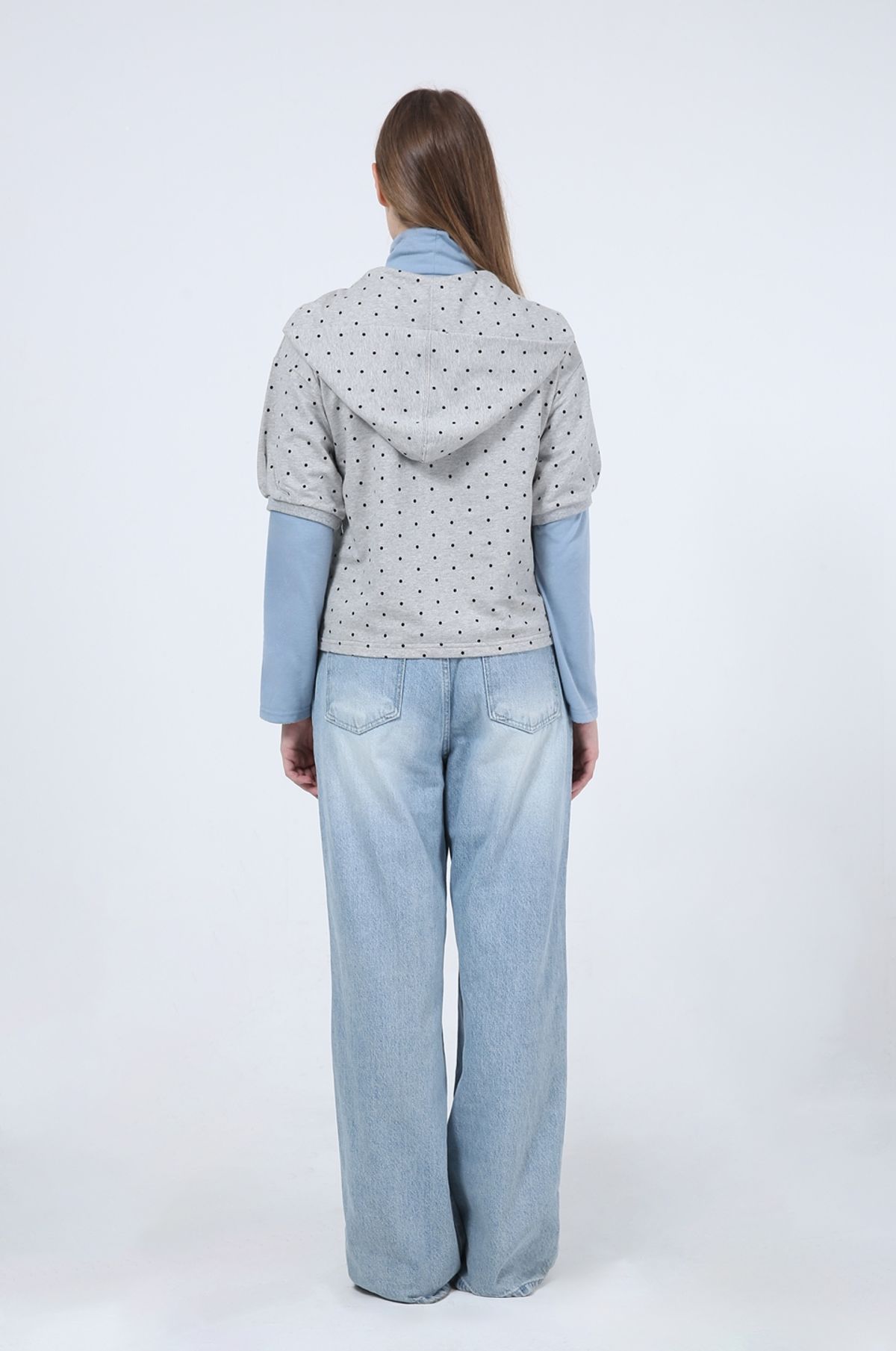 언어더컬러(ANOTHER COLOR) Dot Layered Hoodie ( GREY )