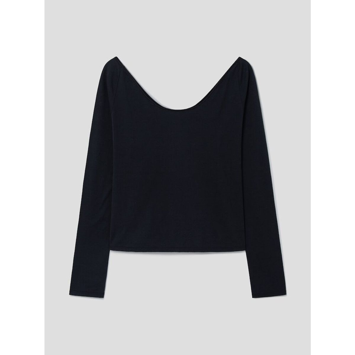 앙개(ANGGAE) Contrast Scoop Neck TShirt  Black