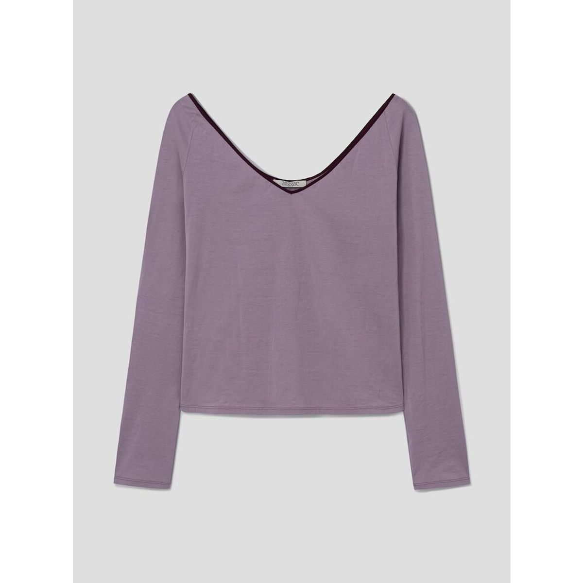 앙개(ANGGAE) Contrast Scoop Neck TShirt  Pink