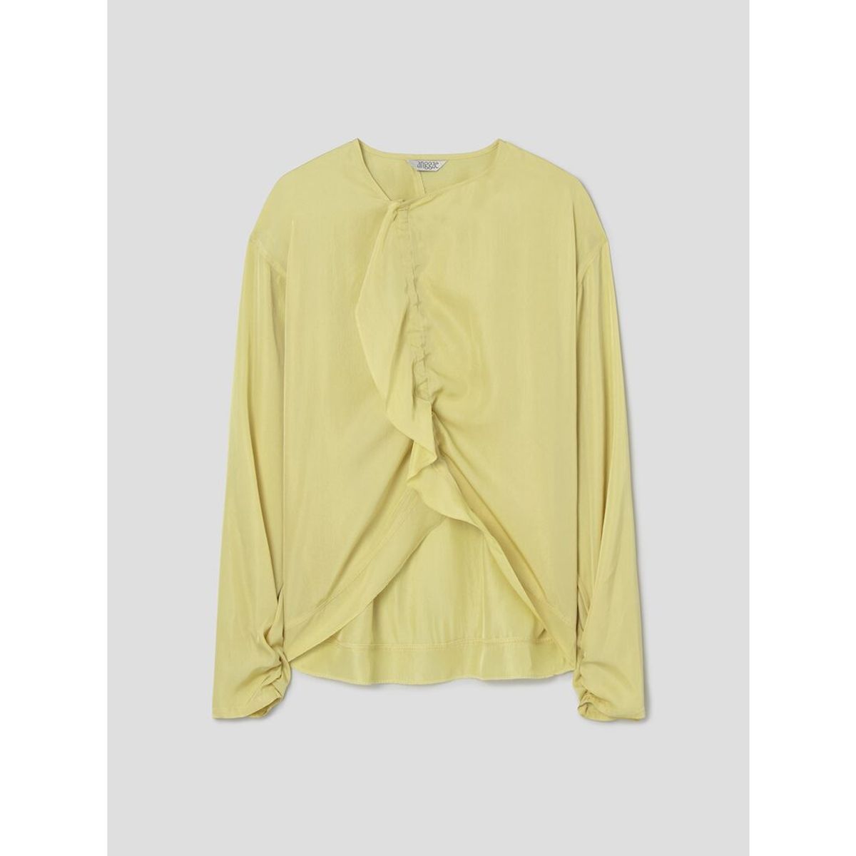 앙개(ANGGAE) Tulip Crop Blouse   Lemon