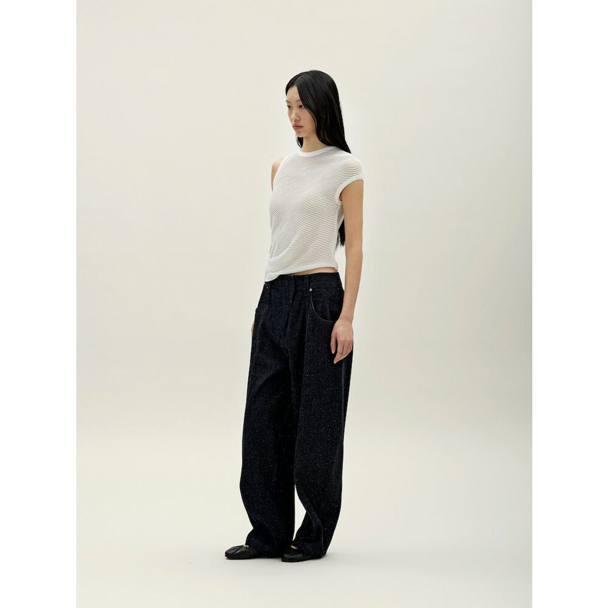 앙개(ANGGAE) Unbalanced Twill Knit   White