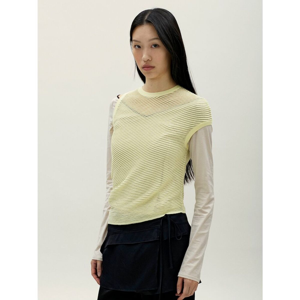 앙개(ANGGAE) Unbalanced Twill Knit   Lemon