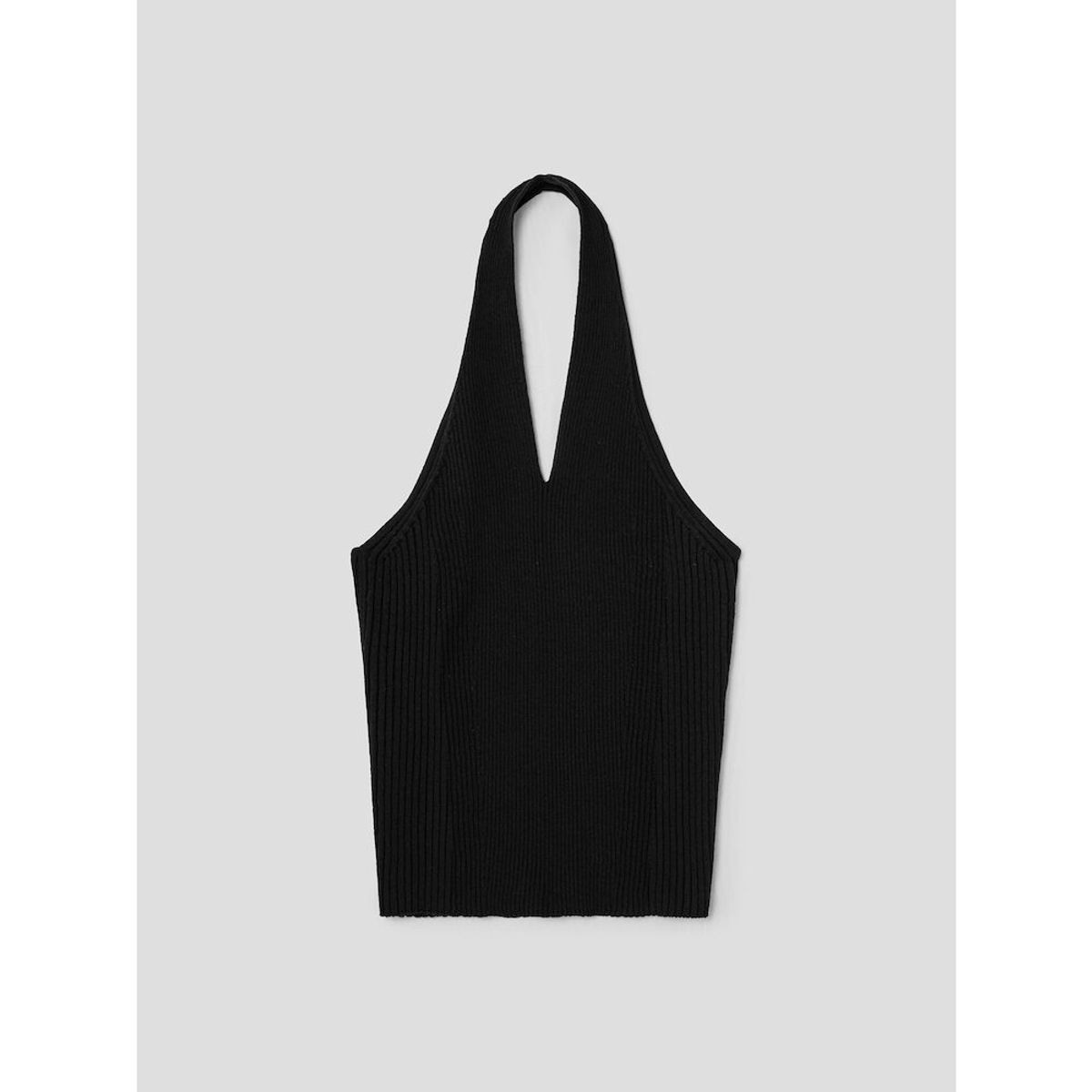 앙개(ANGGAE) Ribbed Halter Top  Black