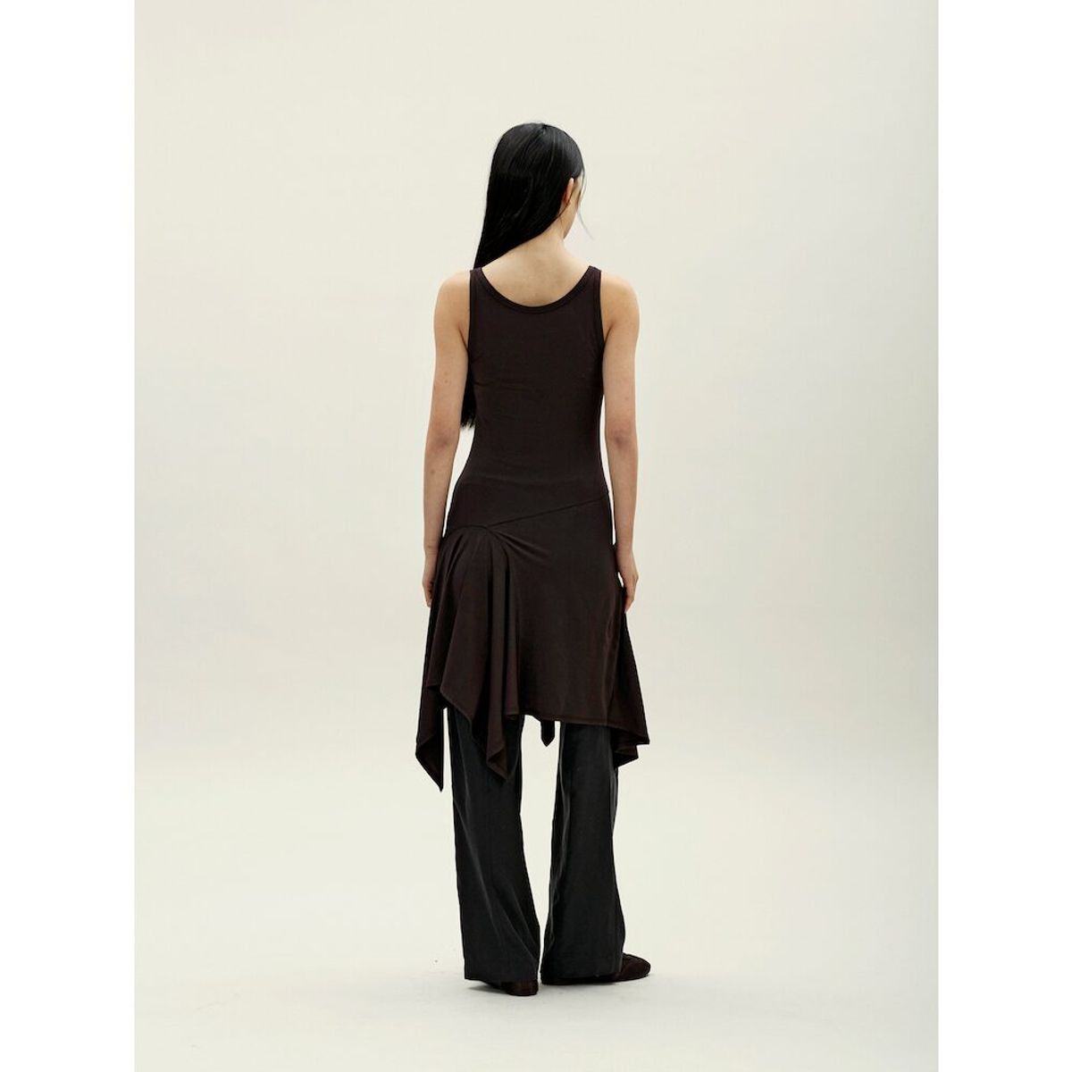 앙개(ANGGAE) Petal Jersey Dress   Brown