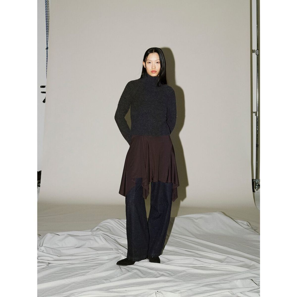 앙개(ANGGAE) Petal Jersey Dress   Brown