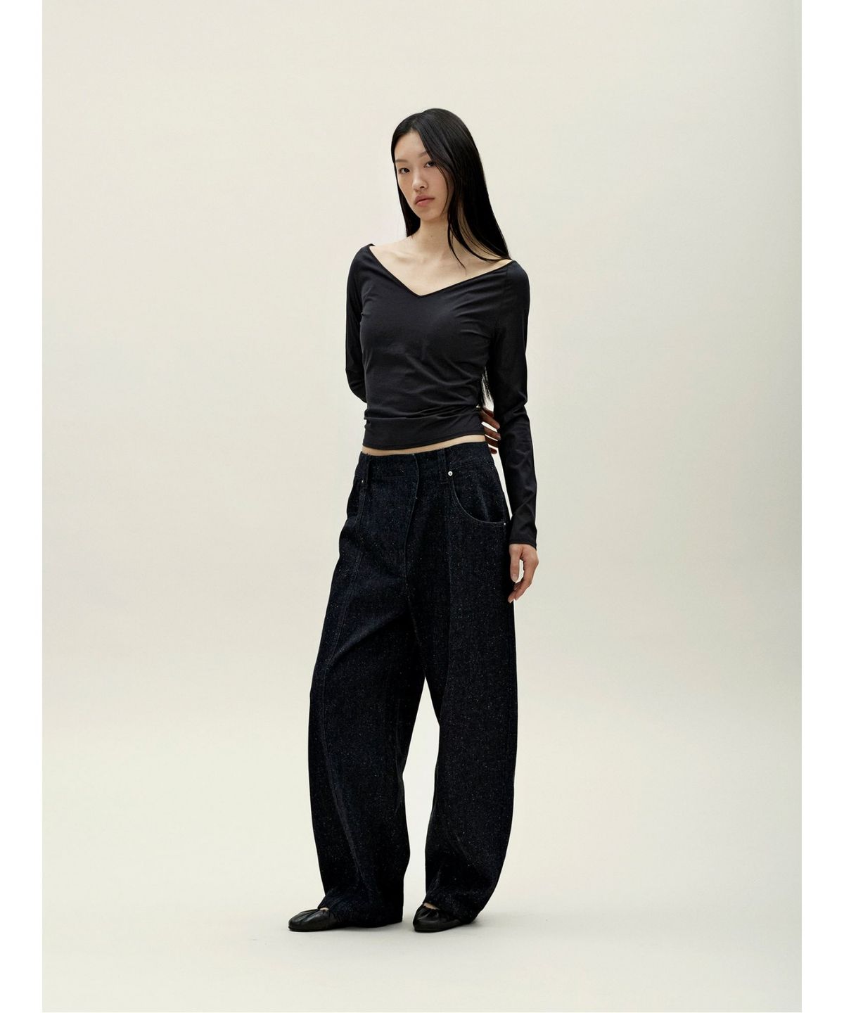 앙개(ANGGAE) Nep Wide Denim   Navy