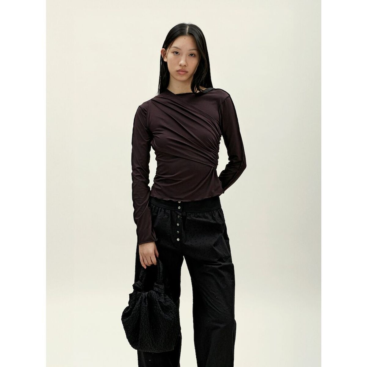 앙개(ANGGAE) Jacquard Knot Bag  Black