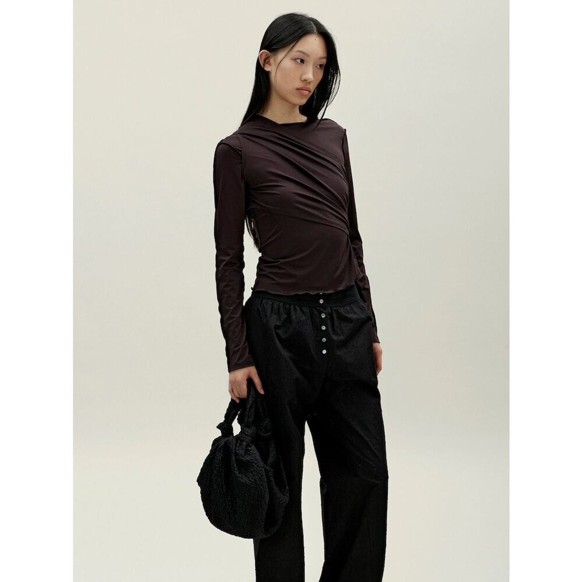 앙개(ANGGAE) Jacquard Knot Bag  Black