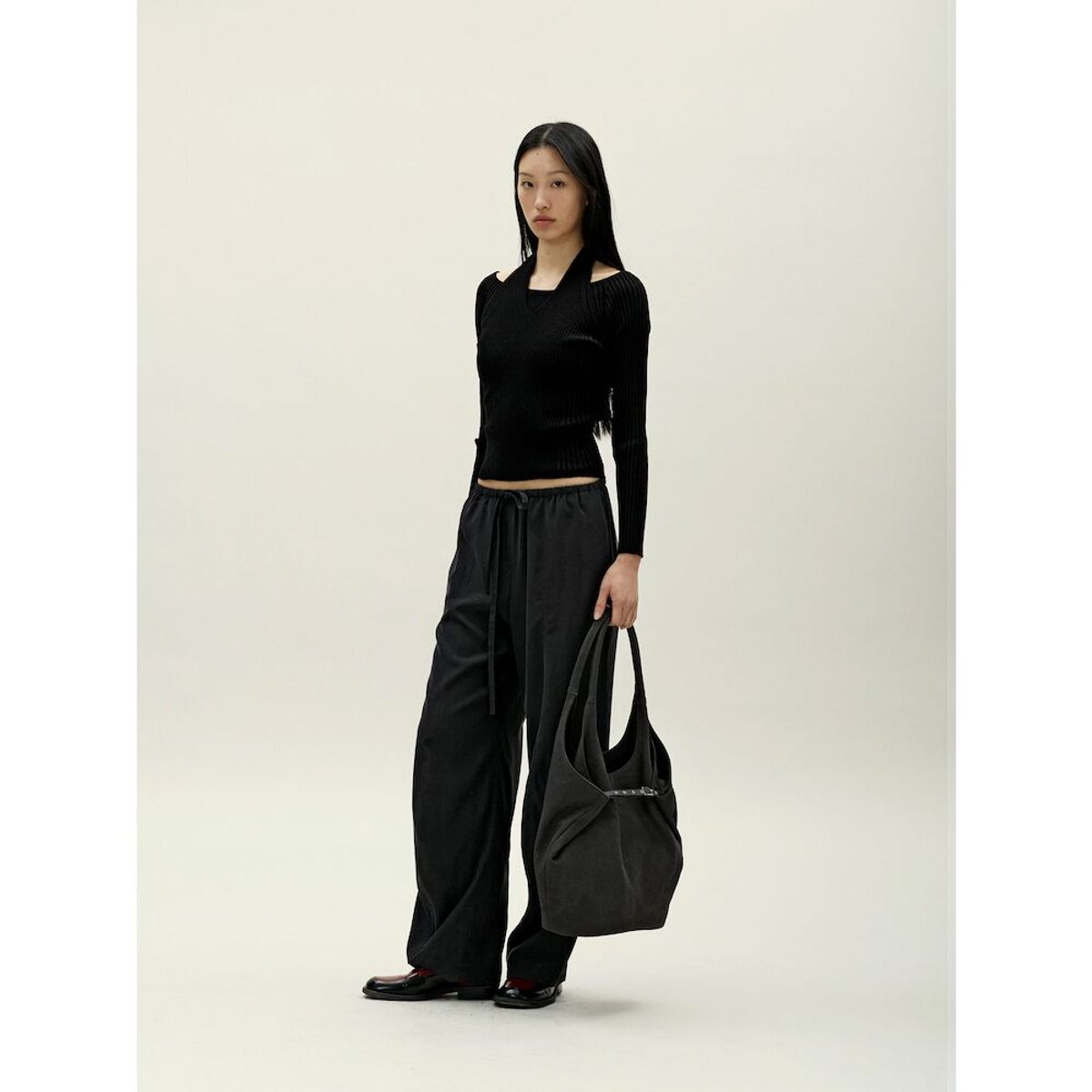 앙개(ANGGAE) Washed Canvas Big Shoulder  Bag  Grey
