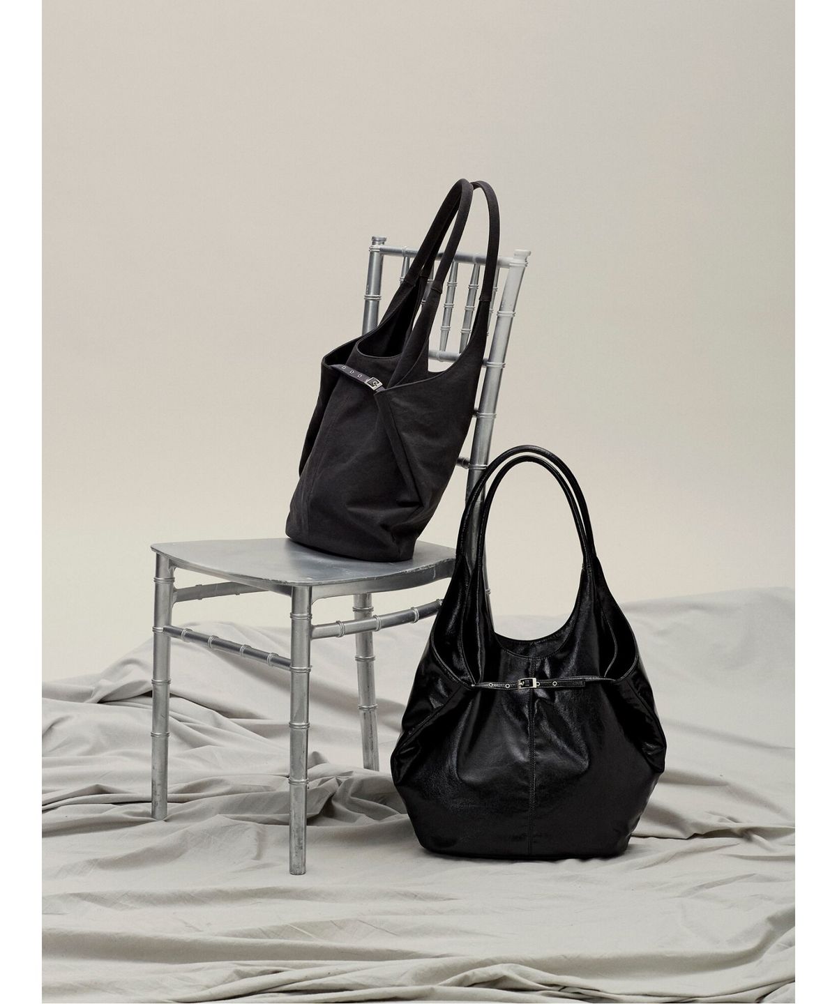 앙개(ANGGAE) Washed Canvas Big Shoulder  Bag  Grey