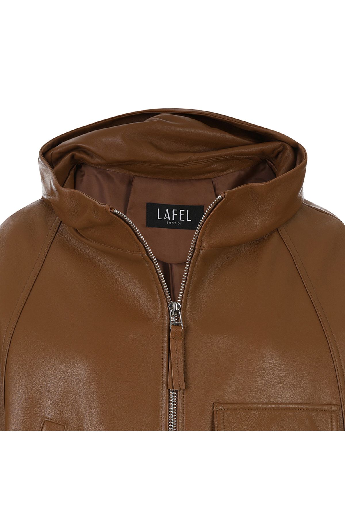 라펠 소로브(LAFELSORTOF) 하프후드 램스킨 레더 재킷