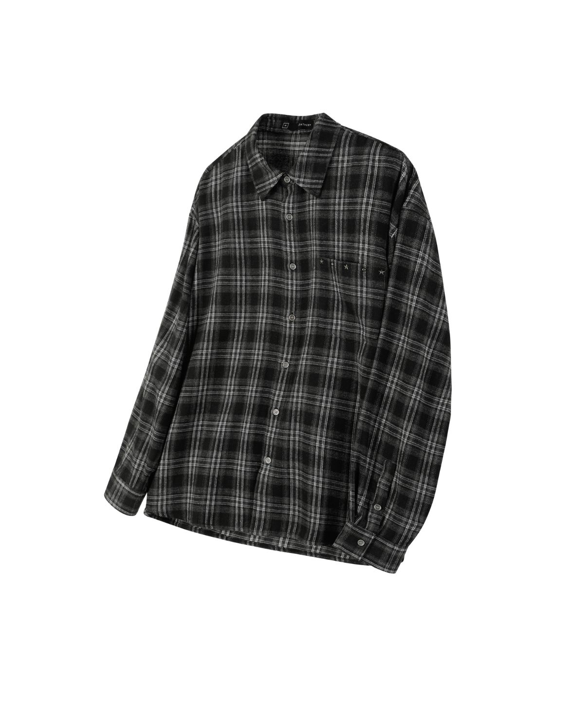 레더리(LEATHERY) 스틸톤 오버핏 체크 셔츠 [BLACK]