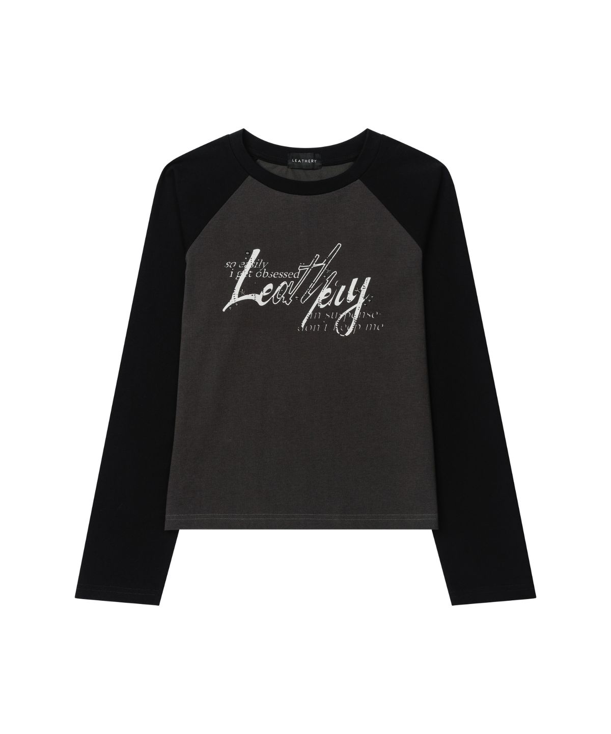 레더리(LEATHERY) 스터드 레글런 롱 슬리브 [CHARCOAL]