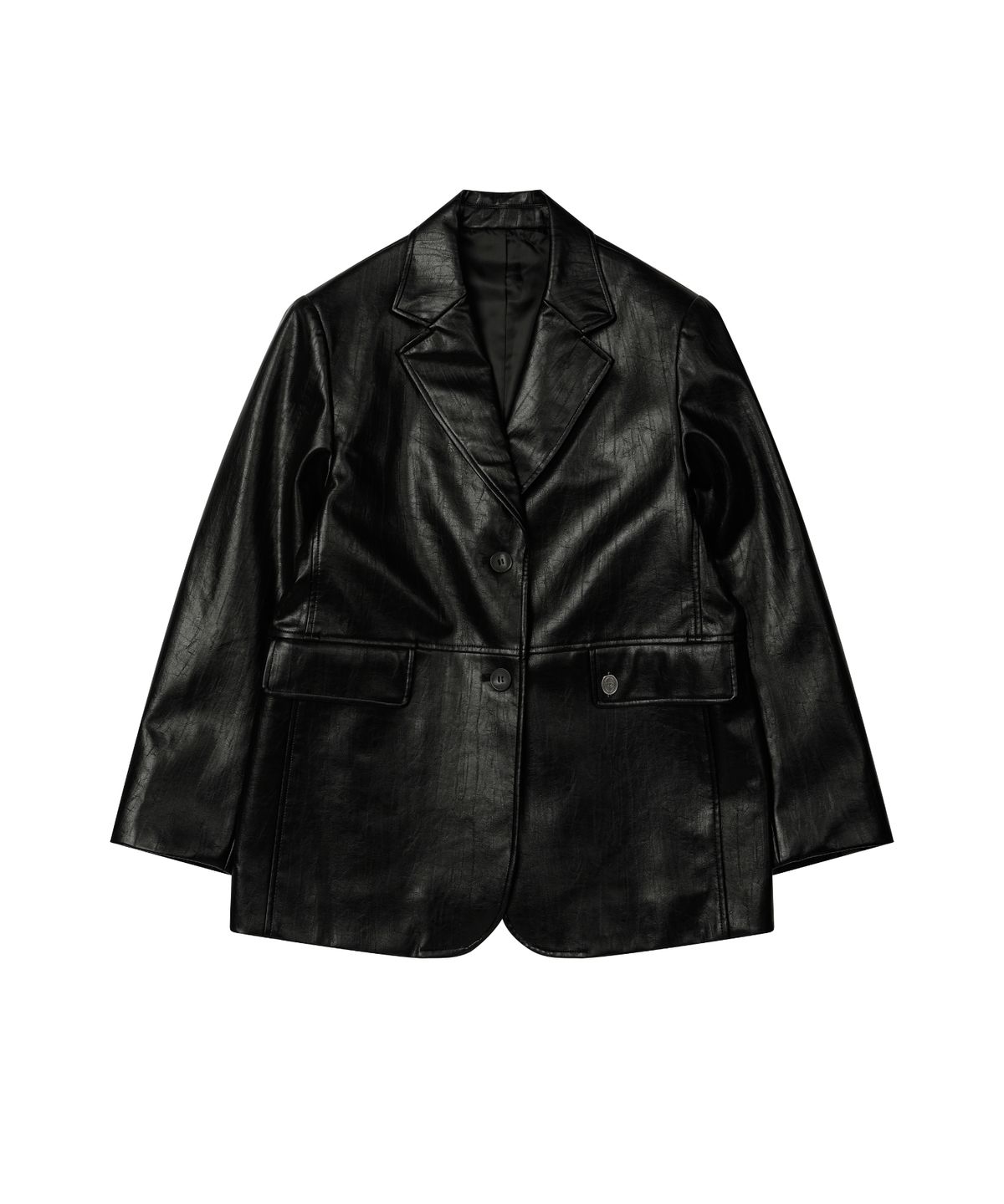 레더리(LEATHERY) 어반 레더 싱글 오버핏 블레이저 [BLACK]