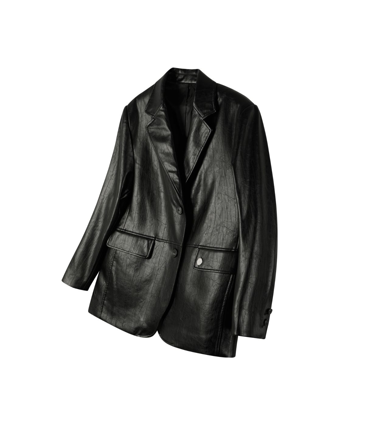 레더리(LEATHERY) 어반 레더 싱글 오버핏 블레이저 [BLACK]
