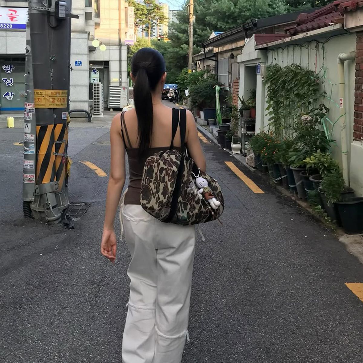 낫뉴(NOT NEW) Mesh Boston Bag Brown Camo