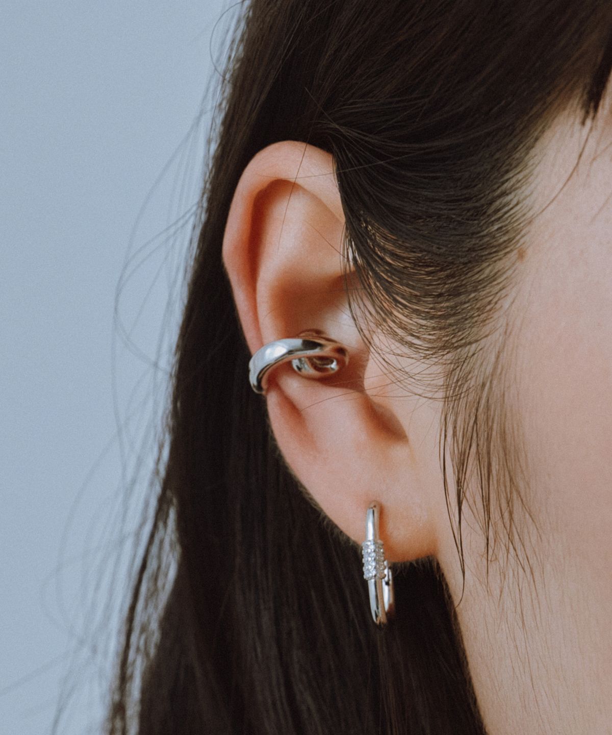 노비스도쿄(NOVICE TOKYO) 나선형 오픈 후프 이어커프 Spiral Open Hoop Ear Cuff/ Silver