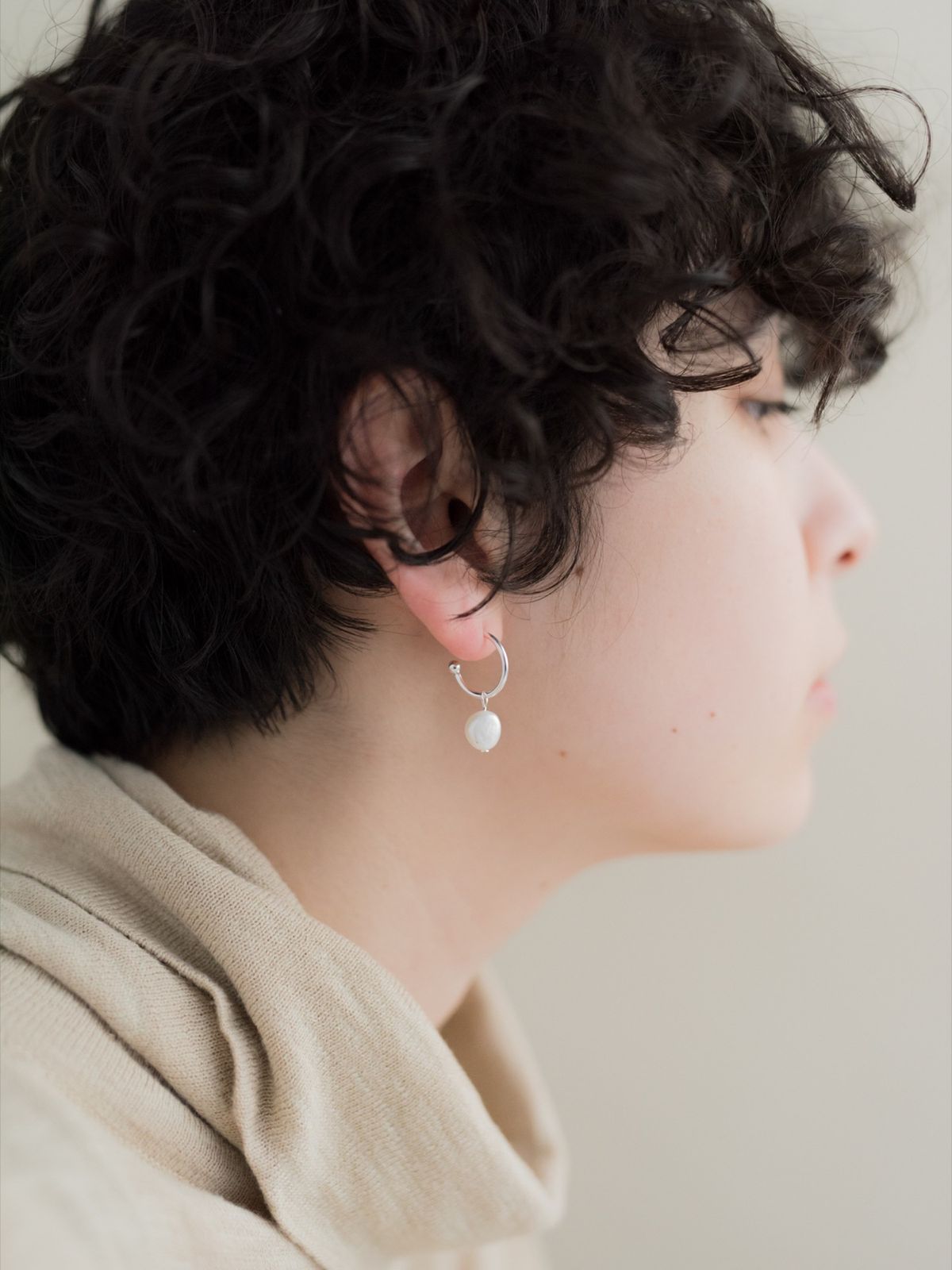 노비스도쿄(NOVICE TOKYO) 바로크 담수진주 후프 피어스 (귀걸이) Baroque Pearl Hoop Pierce  [Silver 925]  / Silver