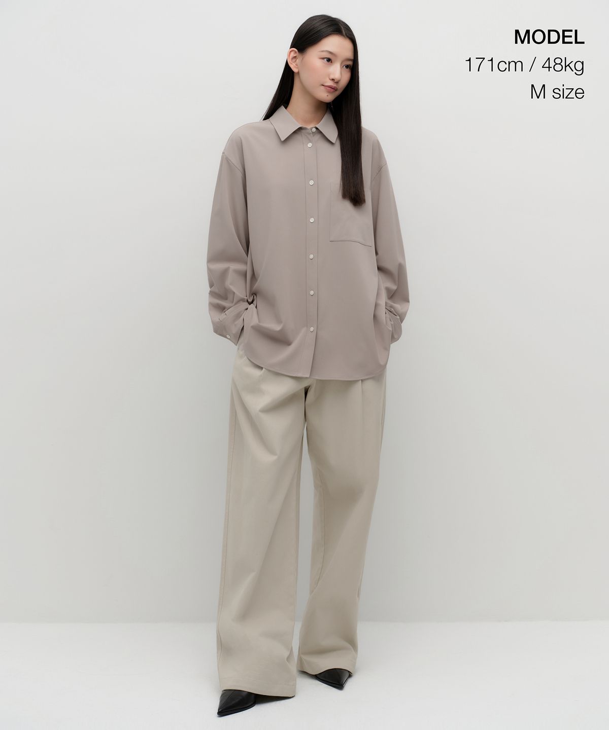 무신사 스탠다드 우먼(MUSINSA STANDARD WOMAN) 우먼즈 오버사이즈 울 라이크 셔츠 [더스티 라이트 베이지]