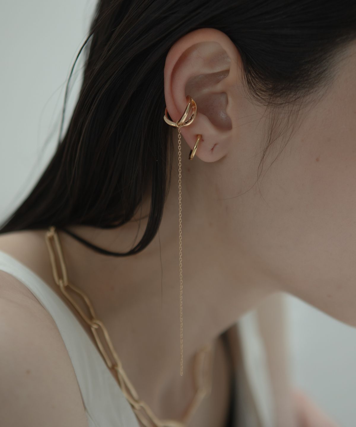 노비스도쿄(NOVICE TOKYO) 체인 크로스 이어 커프 Chain Cross Ear Cuff / Gold