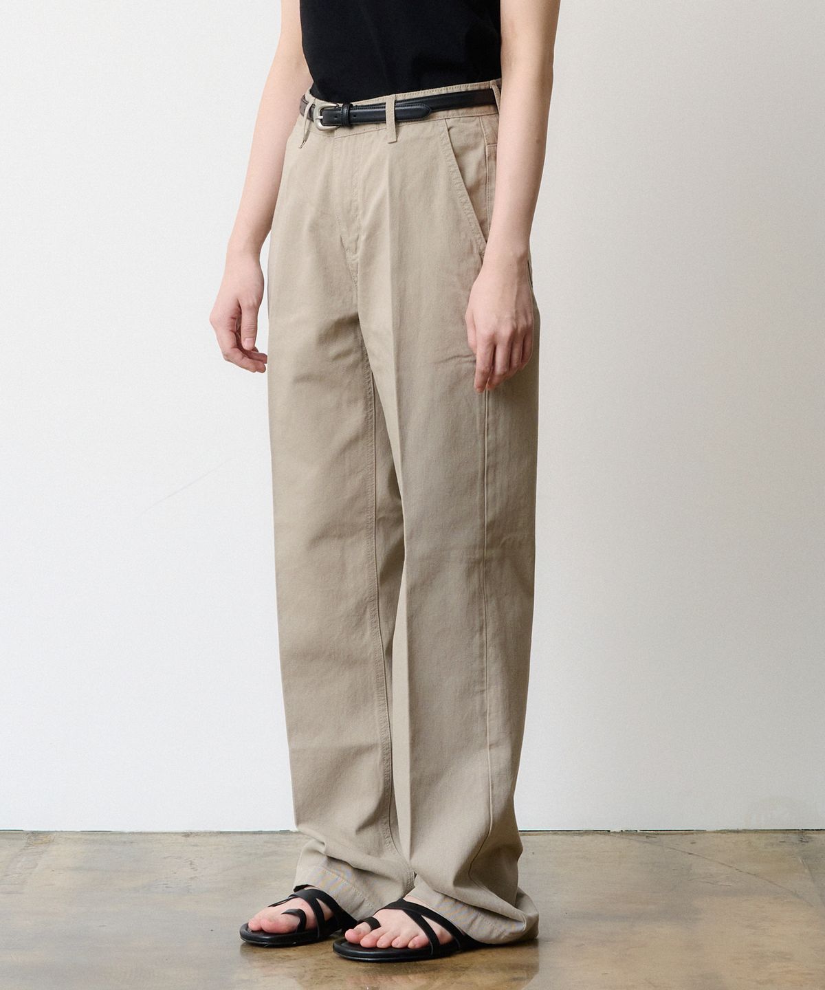 덴메이드(DENMADE) (WOMEN) DEN0662 wide chino pants (dusty beige)