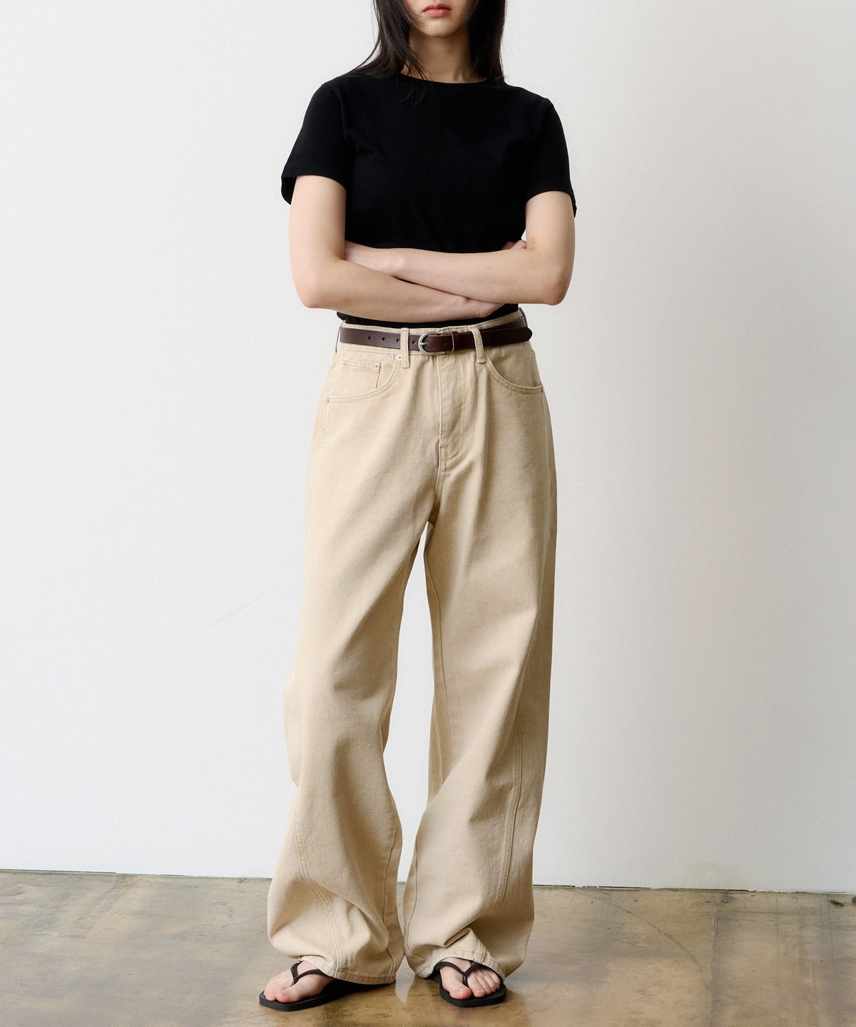 덴메이드(DENMADE) [WOMEN] DEN06391 Beige Fade Out Pants (curved extra wide fit)