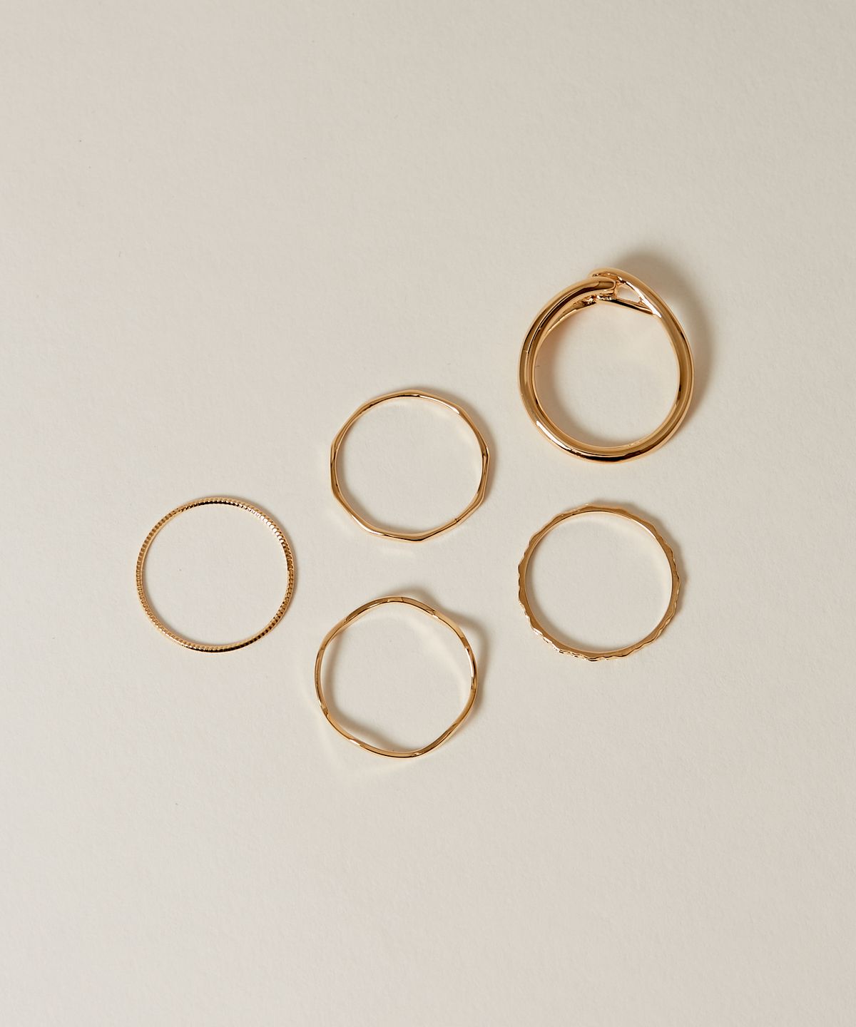 노비스도쿄(NOVICE TOKYO) 변형 협링 5세트 Deformed Narrow Rings 5 set  / Gold
