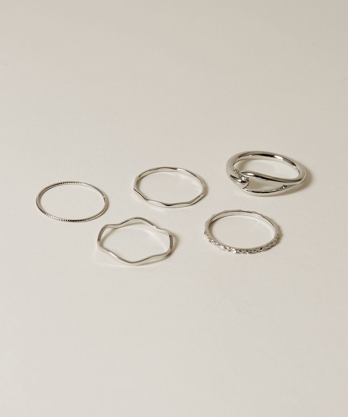 노비스도쿄(NOVICE TOKYO) 변형 협링 5세트 Deformed Narrow Rings 5 set   / Silver