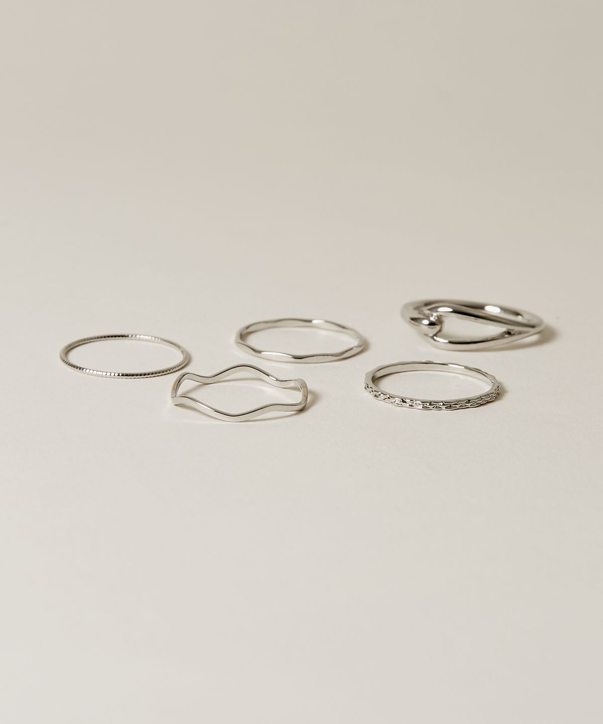 노비스도쿄(NOVICE TOKYO) 변형 협링 5세트 Deformed Narrow Rings 5 set   / Silver