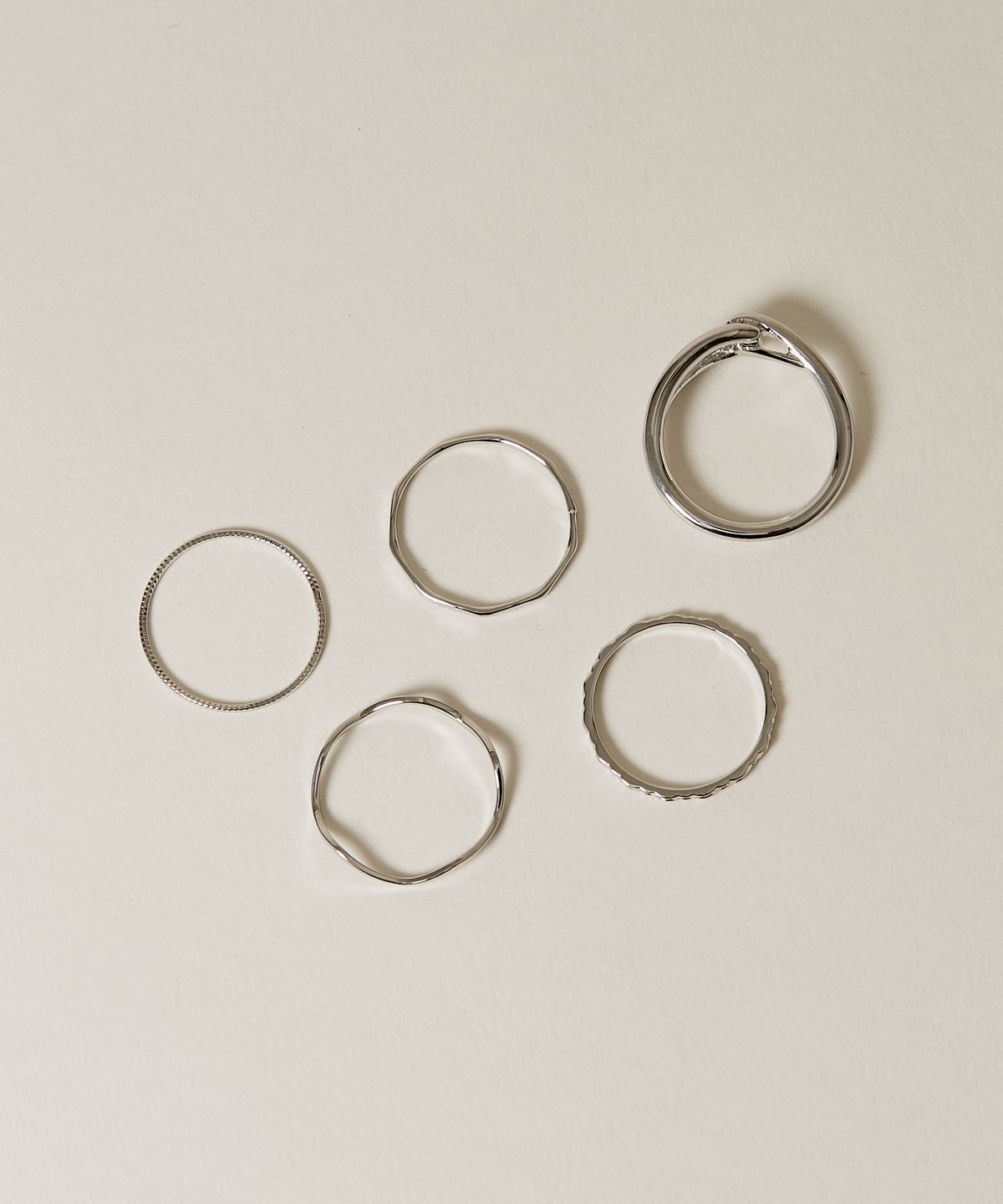 노비스도쿄(NOVICE TOKYO) 변형 협링 5세트 Deformed Narrow Rings 5 set   / Silver