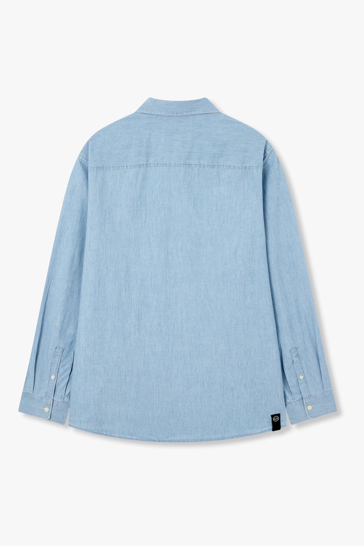 아르마니 익스체인지(ARMANI EXCHANGE) 남성 자수 로고 포켓 데님 셔츠_블루 A415320001