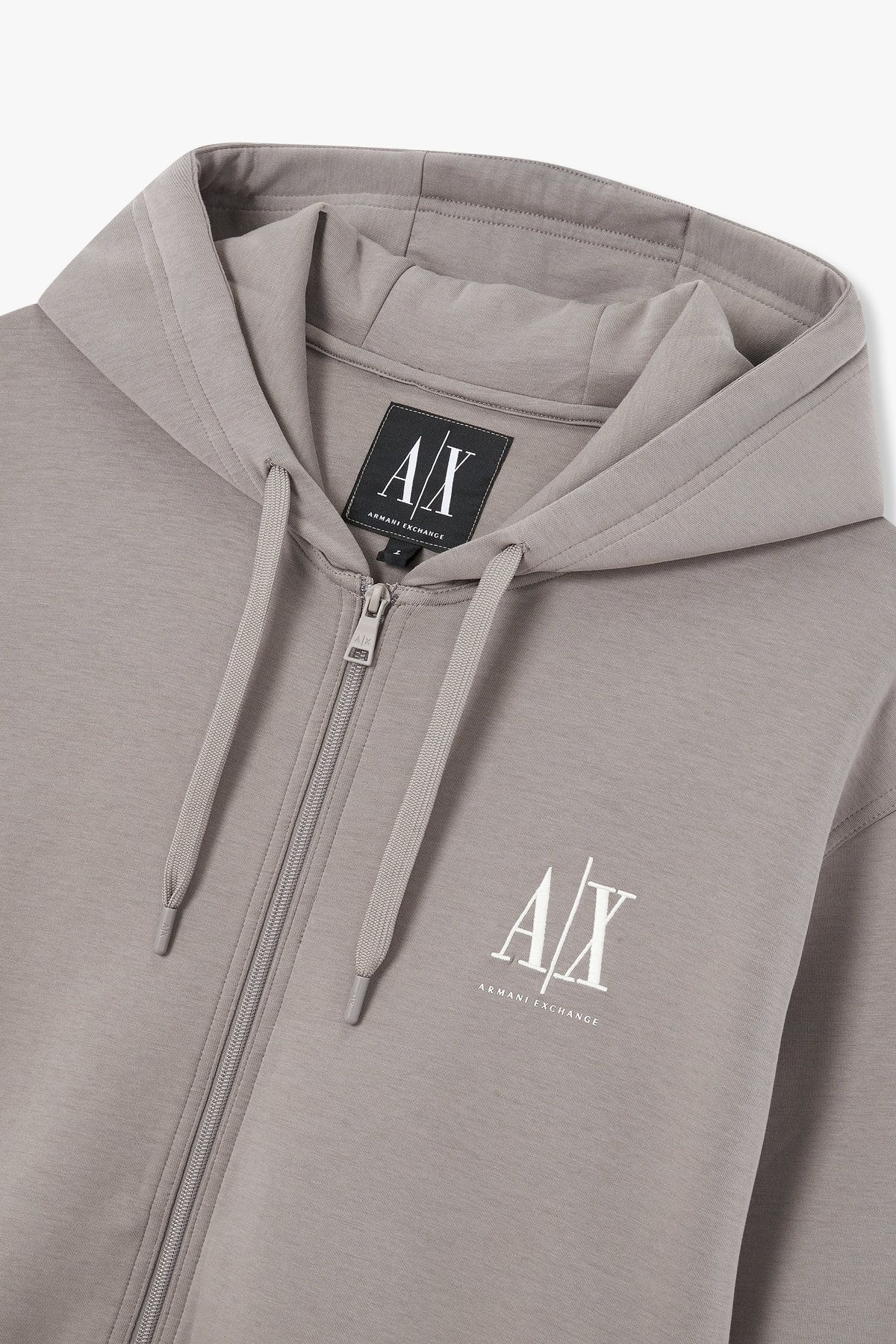 아르마니 익스체인지(ARMANI EXCHANGE) 남성 자수 로고 스트링 후디드 집업_초코 A415331108