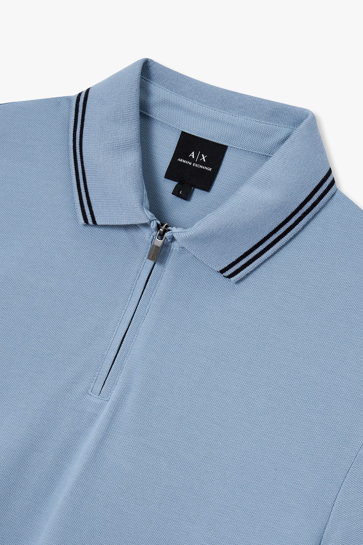 아르마니 익스체인지(ARMANI EXCHANGE) 남성 쿼터 집업 코튼 폴로 셔츠_블루 A415331008