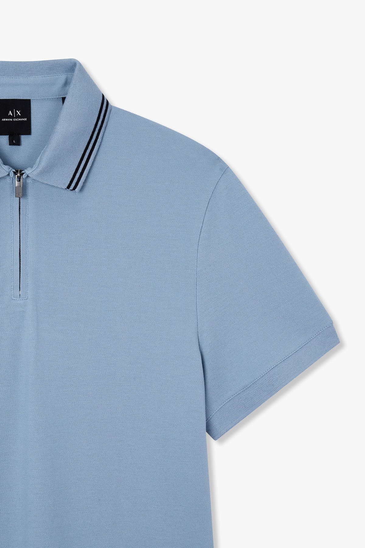 아르마니 익스체인지(ARMANI EXCHANGE) 남성 쿼터 집업 코튼 폴로 셔츠_블루 A415331008