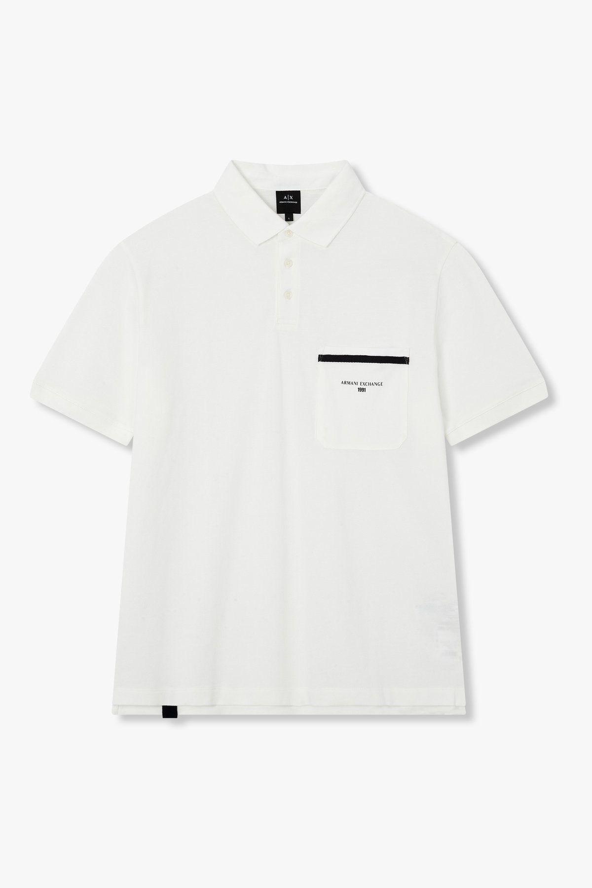 아르마니 익스체인지(ARMANI EXCHANGE) 남성 패치 포켓 코튼 폴로 셔츠_오프 화이트 A415331006