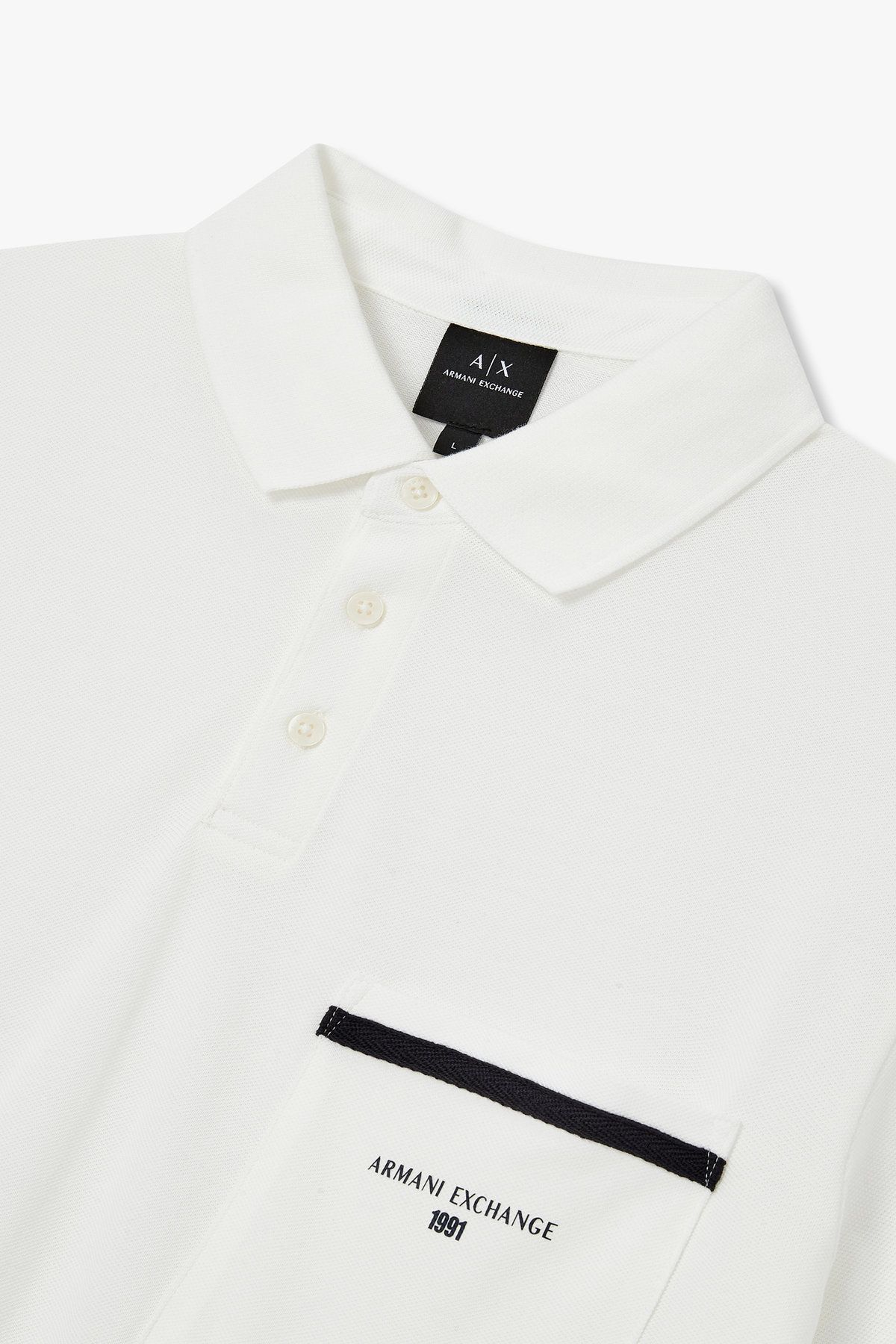 아르마니 익스체인지(ARMANI EXCHANGE) 남성 패치 포켓 코튼 폴로 셔츠_오프 화이트 A415331006