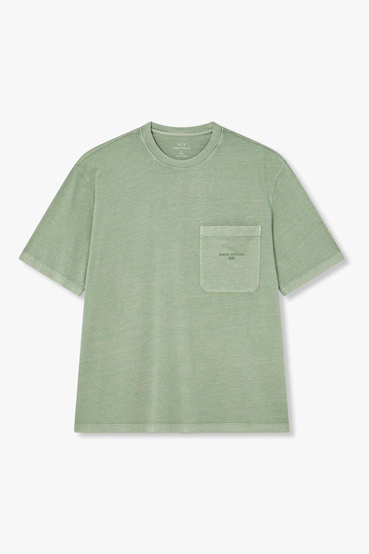 아르마니 익스체인지(ARMANI EXCHANGE) 남성 숏 슬리브 포켓 코튼 티셔츠_그린 A415330001