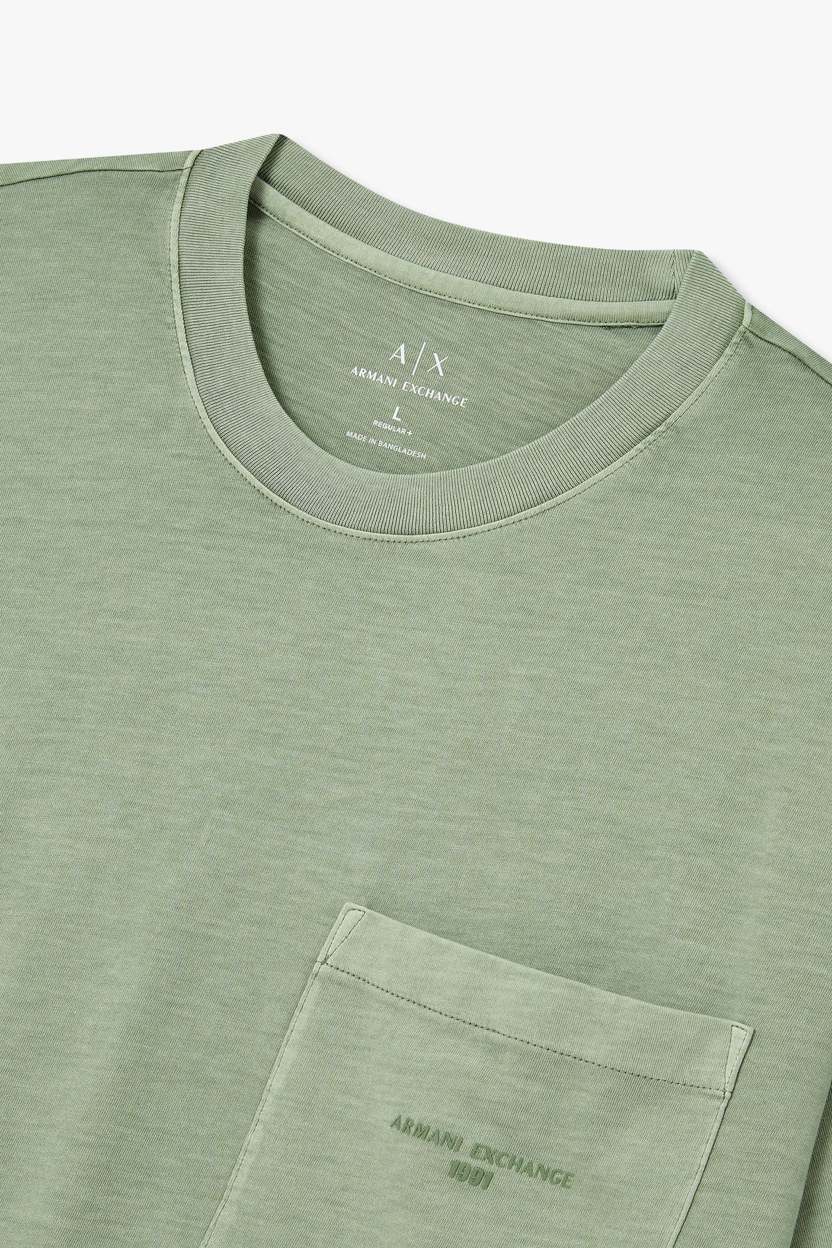 아르마니 익스체인지(ARMANI EXCHANGE) 남성 숏 슬리브 포켓 코튼 티셔츠_그린 A415330001