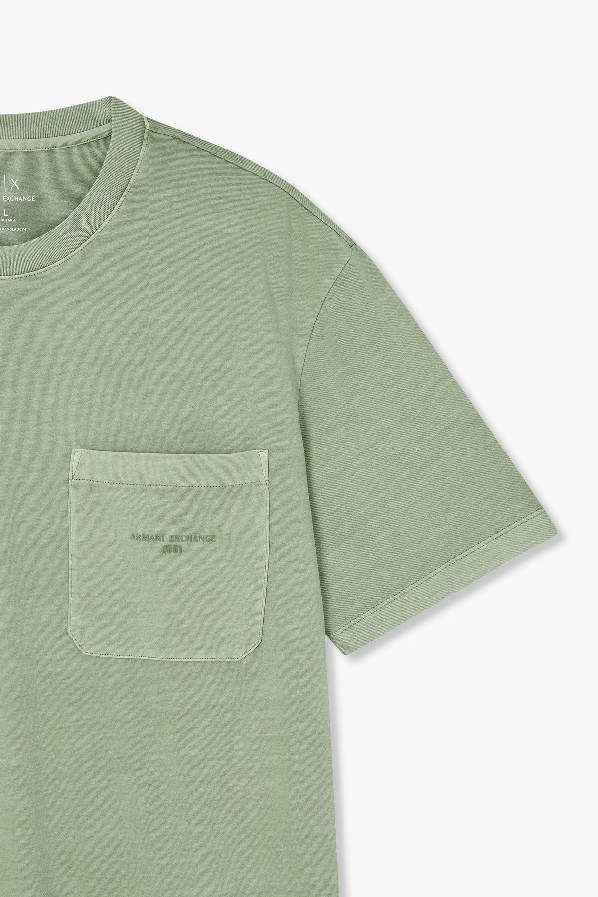 아르마니 익스체인지(ARMANI EXCHANGE) 남성 숏 슬리브 포켓 코튼 티셔츠_그린 A415330001